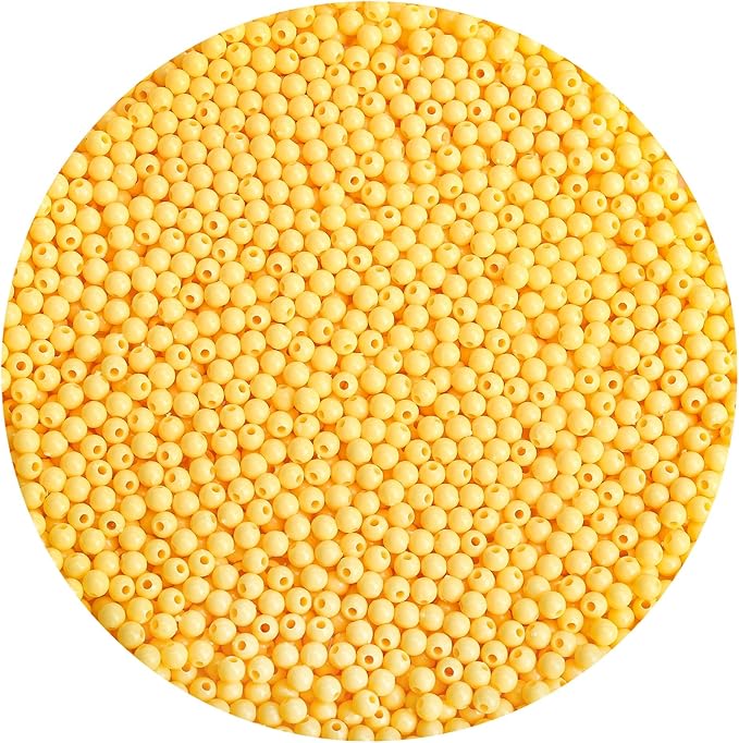 bonny boxx 2000pcs 4mm smooth yellow acrylic round beads, plastic resin bubblegum balls chunky gumball beads for necklace and bracelet making, crafting supplies
