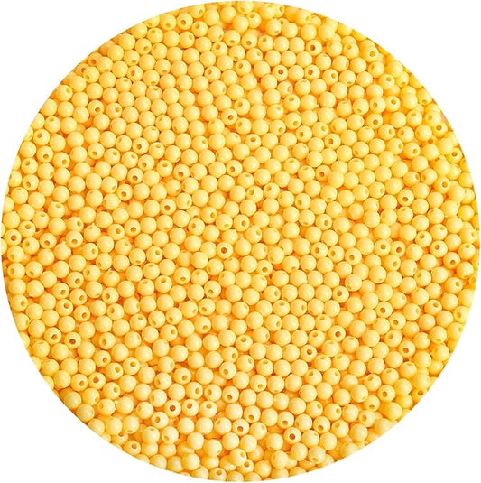 bonny boxx 2000pcs 4mm smooth yellow acrylic round beads, plastic resin bubblegum balls chunky gumball beads for necklace and bracelet making, crafting supplies