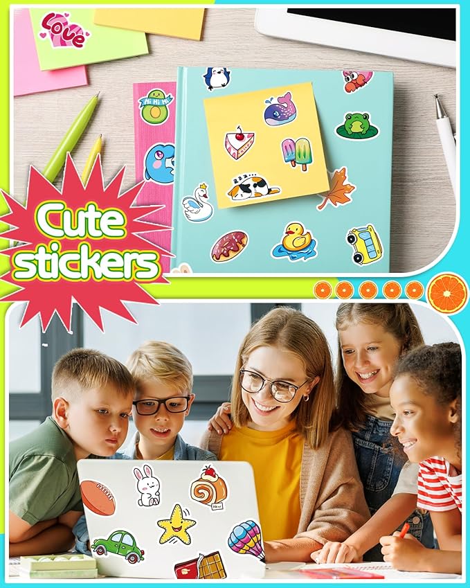 1200 pcs stickers for kids, cute water bottle stickers for teens, kawaii vinyl phone laptop skateboard animal waterproof sticker, bulk aesthetic sticker packs for boys girls teacher