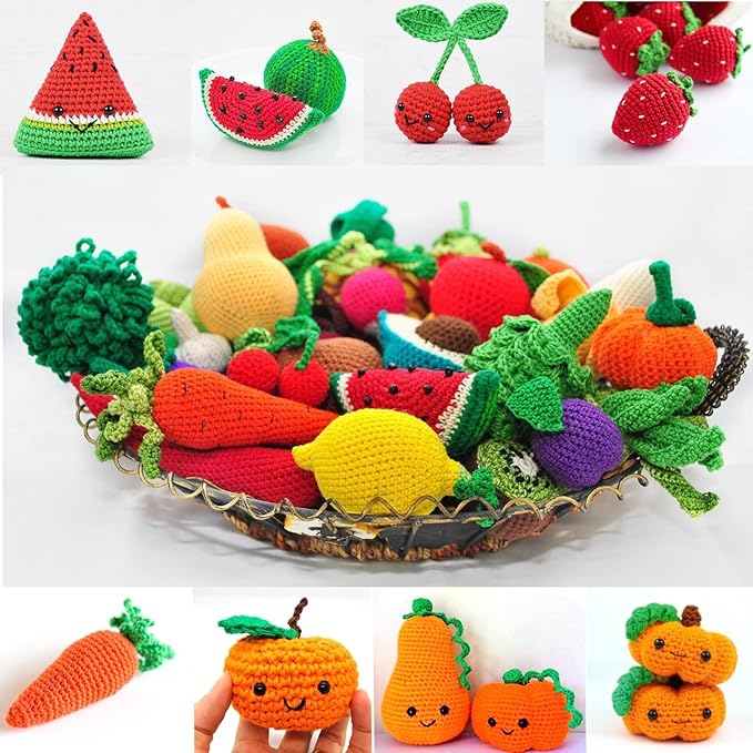 Yarn for Crocheting and Knitting Green Red Orange Cotton Crochet Knitting Yarn for Beginners with Easy-to-See Stitches Cotton-Nylon Blend Easy Yarn for Beginners Crochet Kit(3x50g)