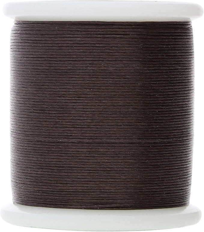 KO Nylon Beading Thread, Dark Brown Color, Japanese Pre-Waxed 100% Nylon, 330TEX, Tangle Resistant Knotting Cords, 50m /55 yds Spool, Use for Seed Bead Projects, Loom Work & Bead Weaving