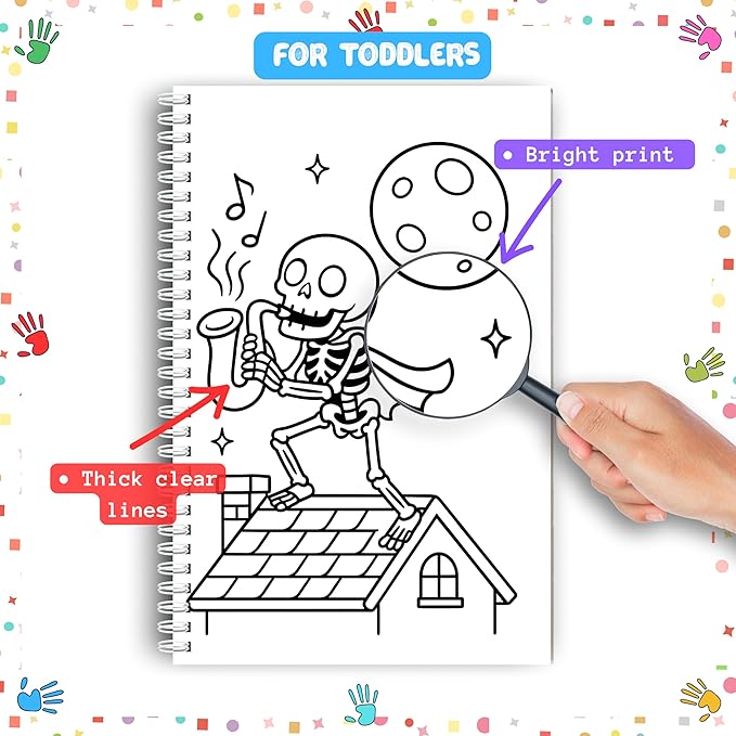 Spooky Cute Fall Coloring Book for Toddlers Ages 3+ – Small Size Halloween Coloring Pages with Pumpkins, Ghosts, and Bats – First Coloring Book with Thick 199 GSM Paper – Spiral Bound, 5.5x8.5 in