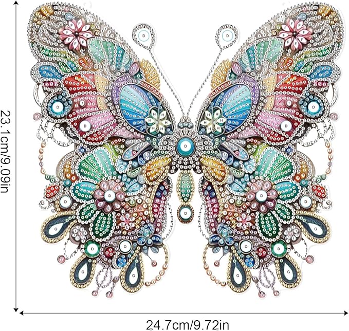 Diamond Art Painting Hanging Pendant, DIY Butterfly 5D Special Shape Crystal Diamond Art Partial Mosaic Making Craft Wreath Ornaments, Large size Home wall decor window decoration Handmade Gift