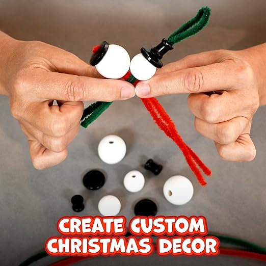 Ready 2 Learn Christmas Crafts | Create Your Own Bead Snowmen | Set of 4 | DIY Ornaments for Kids | Christmas Tree Decoration | All Materials Included