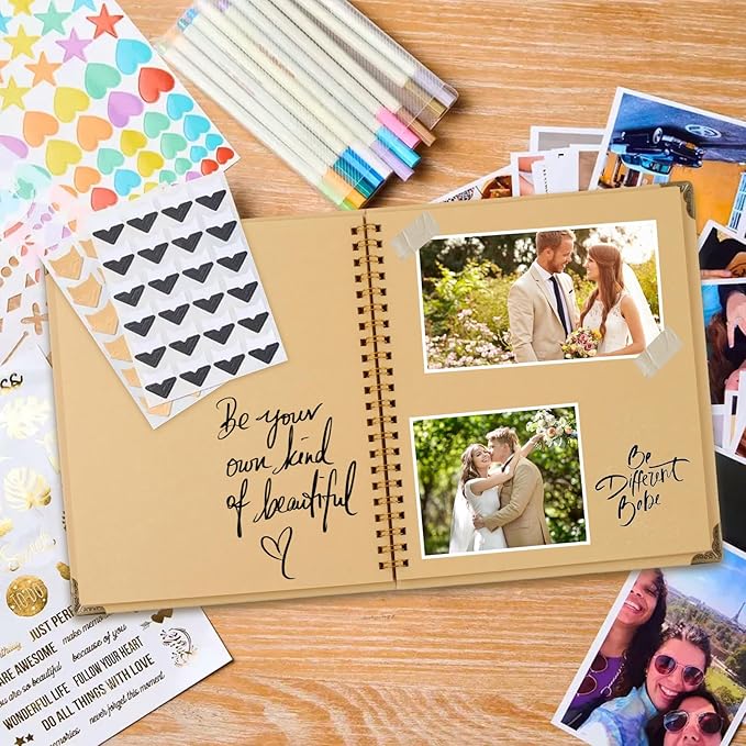 Joyberg Scrapbook 80 Pages, Scrapbooking Supplies 10 x 10 In, Scrapbook Album Suitable for Album Memory Book Wedding, Anniversary Family, DIY Craft Projects (Brown)