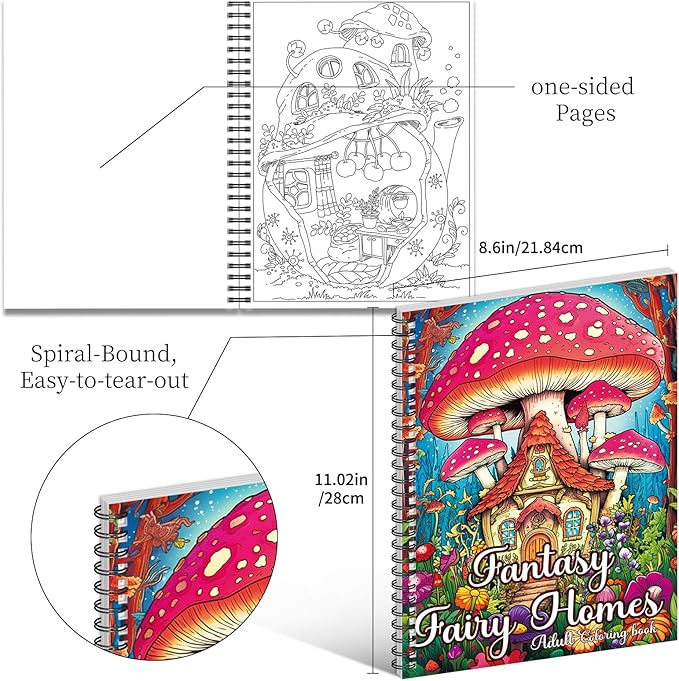 Kalysky Adult Coloring Book Set:3 Coloring Books for Flower World,Whimsical Universe,Fantasy Fairy Homes.Coloring Books for Adults to Relax and Relieve Anxiety