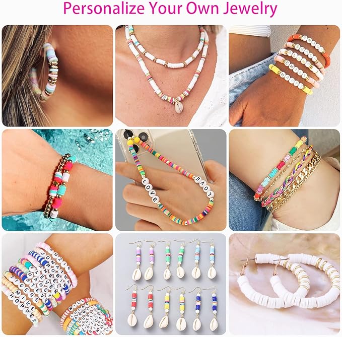 Sistenia 20,000 Pcs Clay Beads Bracelet Making Kit, 120 Colors 6 Boxes Polymer Beads Spacer Heishi Beads & Jewelry Kit with Pendant Charms Elastic Strings, Crafts Gift for Kids Adults
