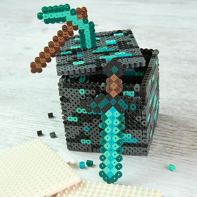 Perler 80-57202 Minecraft 3D Fused Bead Craft Activity Kit with 3 Projects, Multicolor, 2003 Pieces