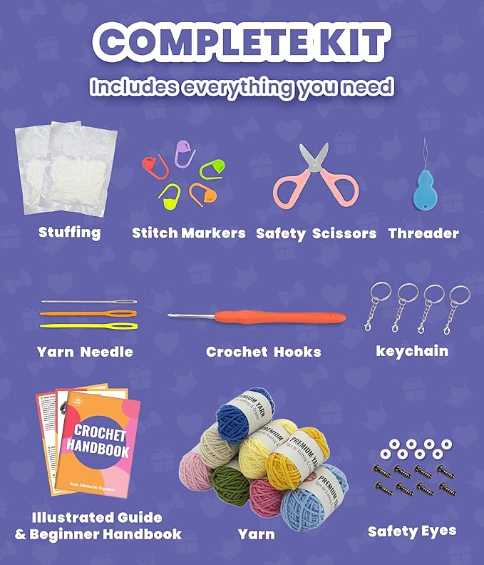 PAITIN Crochet Kit for Beginners – DIY Crochet Craft Project, Easy Handmade Yarn Art Kit for Adults with Step-by-Step Video Tutorial