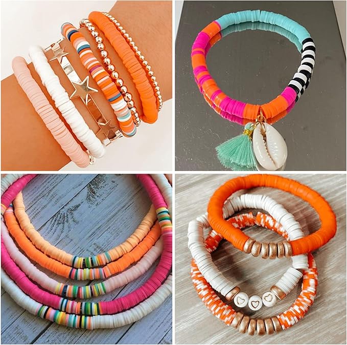 6000+Pieces Polymer Clay Beads, 6 Colors Clay Beads for Bracelets Making Heishi Beads Friendship Bracelet Making Kit for Girl Women Adults (Yellow)