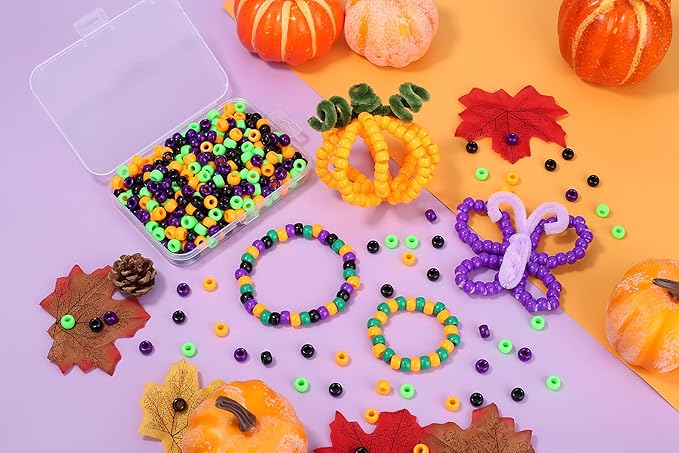 XIANNVXI 10Colours Halloween Pony Letter Beads Set Bracelet Making 640pcs Orange Purple Green White Letter Pony Beads Bulk