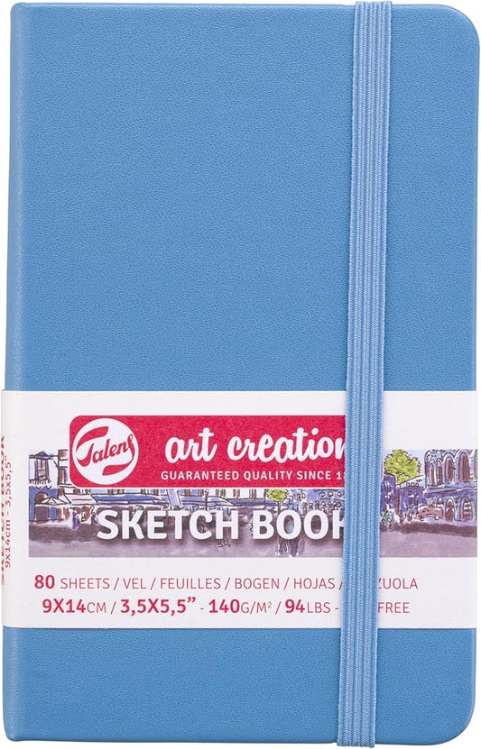 talens art creation paper - lake blue sketchbook - 9 x 14 cm - 140 g/m² - 80 sheets - ideal for drawing & journaling
