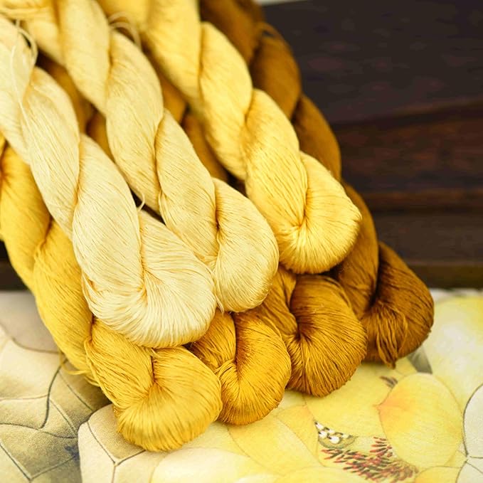 Natural 100% Silk Thread, Handmade Embroidery Thread Silk Floss 7 Colors 110m Each (51)