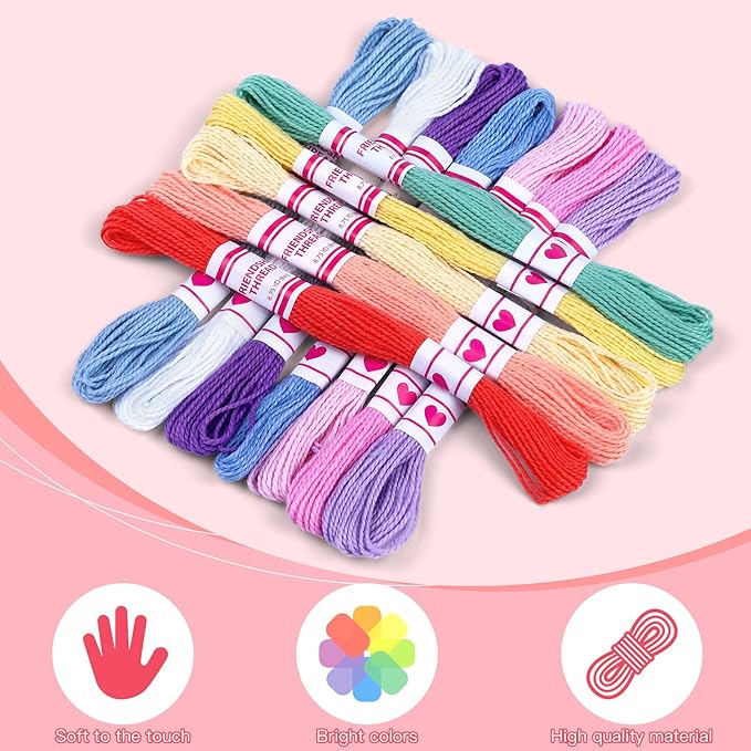 Crafts Floss, Cross Stitch Threads, Friendship Bracelets Floss, Cotton Thread Cross-Stitch Thread for Cross Stitching, Embroidery, DIY Bracelets, Friendship Bracelets Floss Craft Projects