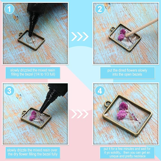 Inbagi 180 Pieces Open Bezels for Resin Jewelry Molds Making Kit Hollow Frame Pendants Assorted Geometric Frame Charms for Resin Casting Necklace Earring Making Supplies