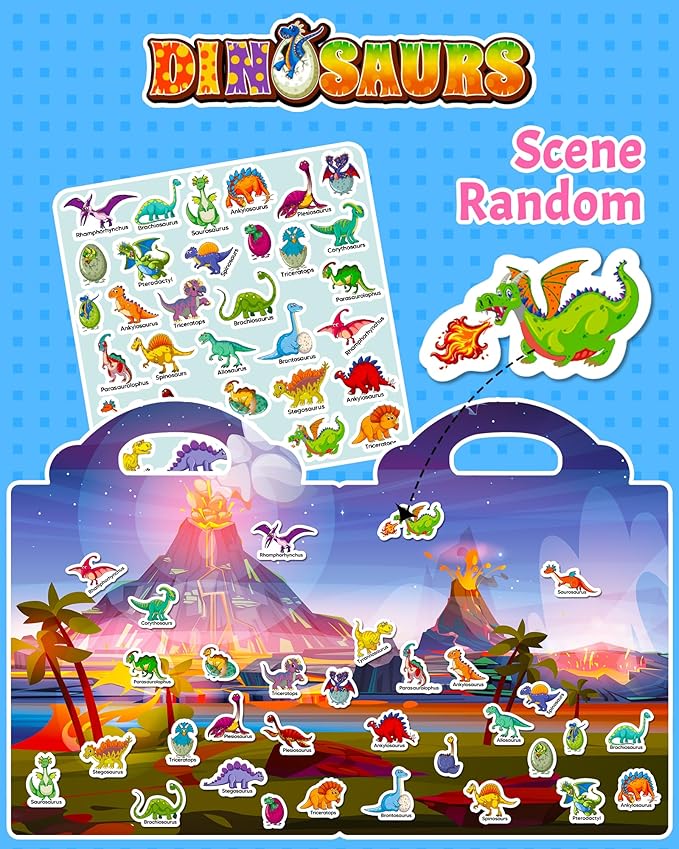 walenced reusable sticker book for toddlers, stickers for kids, toddler craft activities, toddler travel toys ages 3 and up boy girl birthday gifts