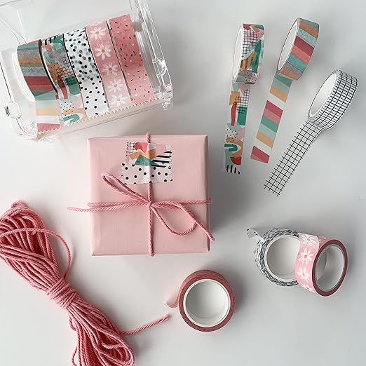 Washi Tape Set of 12 Rolls of 15 mm Wide Cute Decorative Washi Tape for Journaling, Scrapbook, Washy Crafts, Bullet Journals, Planners, DIY Décor, Craft Supplies For Adults & Kids (Retro)