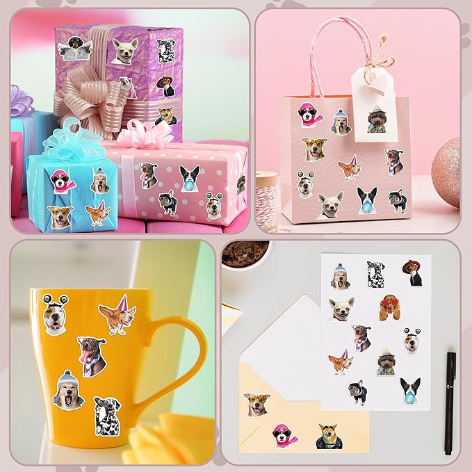 h1vojoxo funny dog stickers rolls - 1000pcs cute dog stickers for kids 16 designs waterproof dogs stickers for water bottles dog lovers laptop scrapbook crafts envelopes gifts cute animal stickers