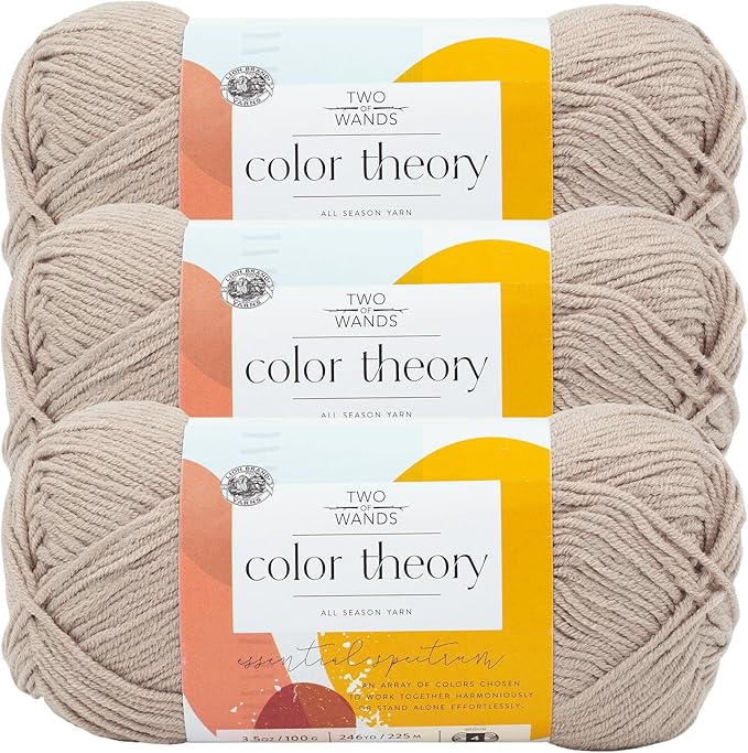 Lion Brand Yarn, Color Theory Worsted Weight Yarn for Knitting and Crochet, Bone, 3 Pack, Acrylic Fiber with Modern Color Palette, Perfect for Sweaters, Hats and Cozy Blankets