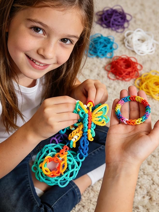 3000Pcs Loom Rubber Bands Refill Kit, Includes 75 S-Clips & 5 Hooks, Premium Rubber Band Bracelet Making Supplies for Kids DIY Crafting Gift (Black)