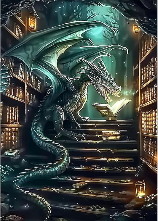 SENQAO Dragon Diamond Art Kits for Adults, Book Dragon Diamond Painting Kits for Beginners, 5D Book Diamonds Painting, DIY Full Drill Gem Art Crafts Kit Home Wall Decor Gifts 12x16 inch