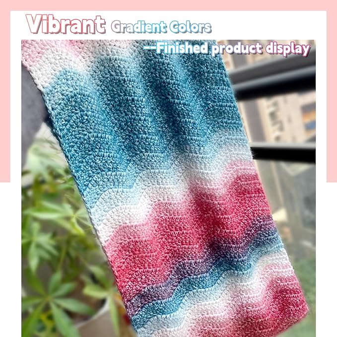 Katech Ombré Yarn for Crocheting-Gradient Cake Yarn-4x100g 60% Cotton 30% Acrylic 11% Wool-Multicolor Soft Rainbow Cotton Crochet Yarn for Scarves, Shawls, Blankets and Garments(M)