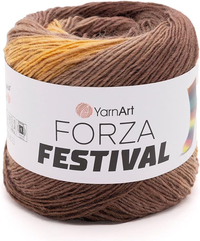 YarnArt Forza Festival Self-Striping Wool Blend Fingering Yarn, 100g (459 yd) – Gradient Color Yarn for Knitting, Crochet, Socks & Shawls (2901)
