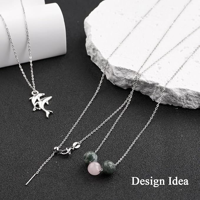 GTVOODX 10pcs Silver Adjustable Necklace Chain Stainless Steel Link Cable Chain Bulk with Needle Threader Lobster Clasps for Jewelry Making