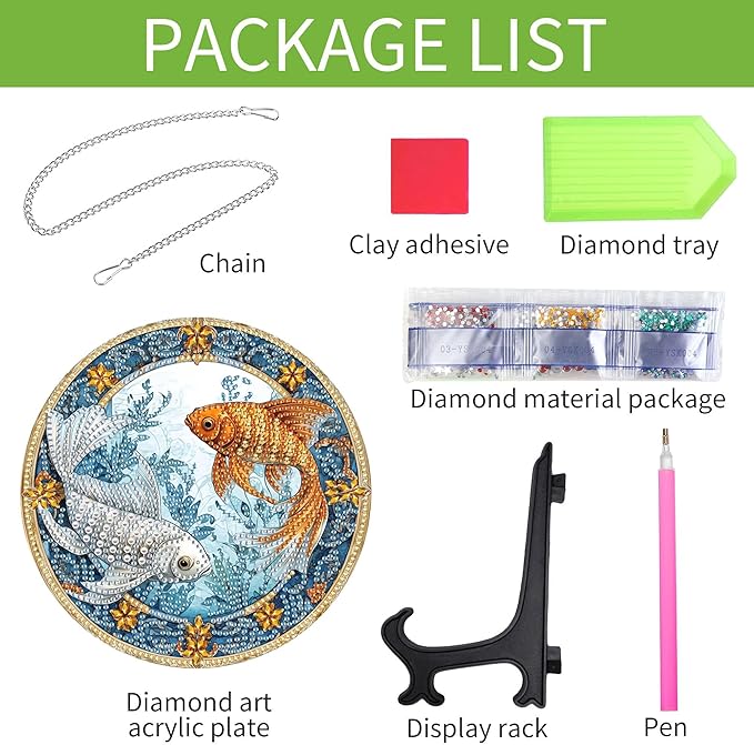 Wergund 5D DIY Carp Diamond Art Hanging Kits, Hanging Diamond Art Fish, Acrylic Special Shaped Rhinestone, Window Hanging Pendants for Home Wall Garden Front Door Outdoor Decor Gift(Carp)
