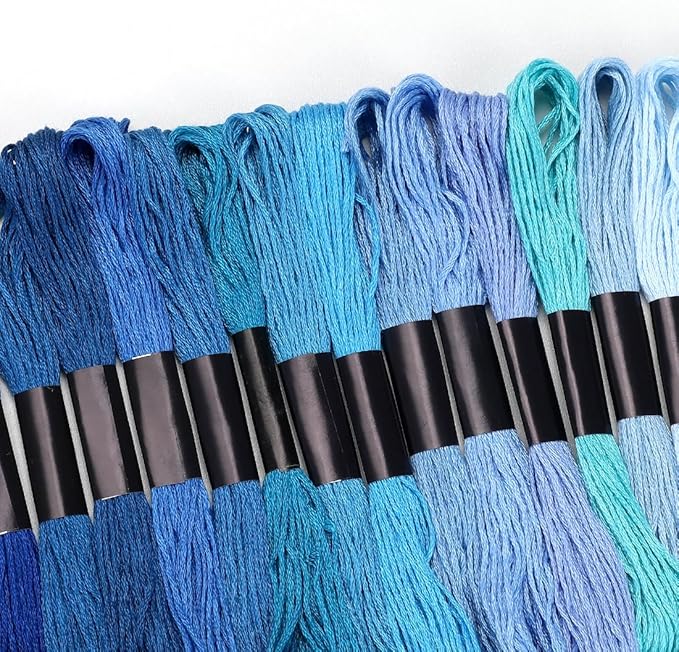 Embroidery Floss 16 Skeins 8.7 Yard Blue Friendship Bracelet String Cross Stitch Threads for Jewelry Making Bracelet Stitching Thread Floss Bracelets Making Yarn