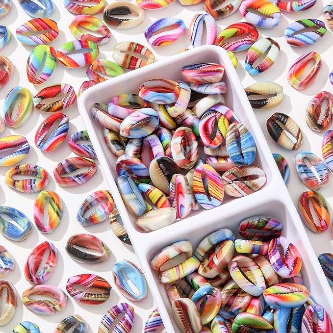 200pcs Acrylic Shell Beads Ocean Sea Theme Shell Charms Summer Hawaii Beaded for Jewelry Making Beading Kit Bracelets DIY Supplies (Color Shell)