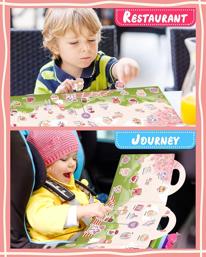 benresive reusable sticker books for kids, sticker books for toddlers, toddler travel toys activities crafts ages 3 and up birthday gifts - valentines