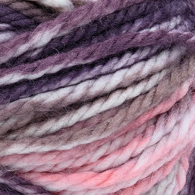 Lion Brand Yarn, Re-Spun Thick & Quick Super Bulky Yarn for Knitting, Crochet, and Crafts, Mixed Berries, 1 Pack, Variegated Fiber for Chunky Blankets, Bulky Throws, and Cozy Sweaters