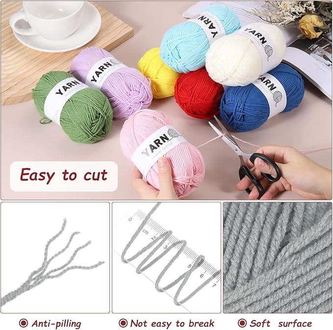3Pcs Light Gray Acrylic Yarn 400 Yard 4 Ply Soft Crochet Yarns Sport Weight Yarn,[for DIY Crocheting Knitting Craft Blankets Hats]-150g