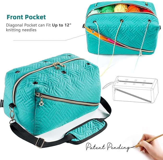 Crochet Bag Organizer - Knitting Bag - Yarn Storage Organizer - Yarn Bag for Crocheting - Yarn Holder for Crochet Accessories, Knitting Needles, Crochet Hooks, Crocheting & Knitting Gifts,