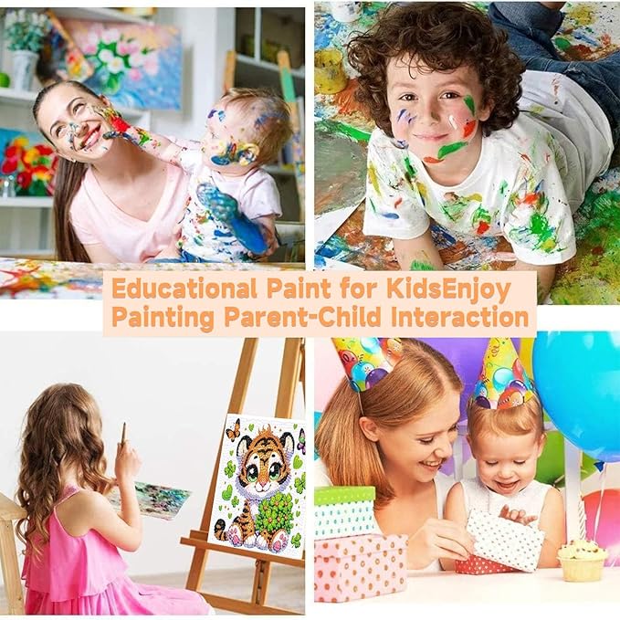 Arttoplus Tiger Diamond Art Kits for Kids 4-6-8-12 with Frame-Tiger Diamond Painting Kits for Kids with Frame,Animal Gem Art for Gift Home Wall Decoration(7x7inch)