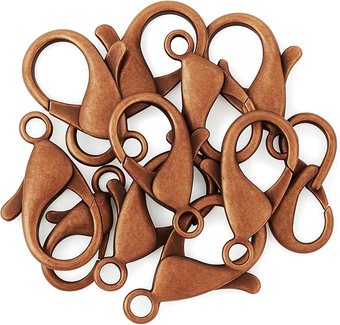 Mandala Crafts 12mm Antique Copper Color Metal Lobster Clasps for Jewelry Making - 100 Lobster Claw Clasps with Jump Rings Jewelry Findings Kit for Necklaces Bracelets Charms Fasteners