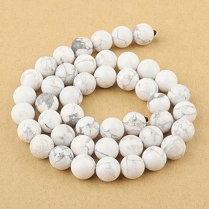 Natural Howlite Turquoise Stones for Jewelry - White Gemstones for Bracelets, 8mm Round Loose Stones(44-47pcs, 8mm, Howlite Turquoise)