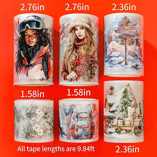 Winter PET Washi Tapes for Journaling, Scrapbooking & Crafting. Cut & Use as Christmas Ice Theme Stickers in Your Junk Journals, Crafts, or Planners