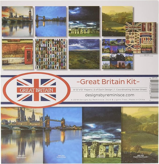 Reminisce Britain Scrapbook Collection Kit, Multi Color Palette 12-x-12-Inch