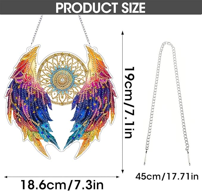 SKRYUIE Wing Hanging Diamond Art Kits for Adults Pendant Suncatcher, Special Shaped Crystal DIY Pearl Diamond Painting Kit, Gift for Mother Spring Summer Window Wreath Decor 7.48 x 7.32 Inch A32