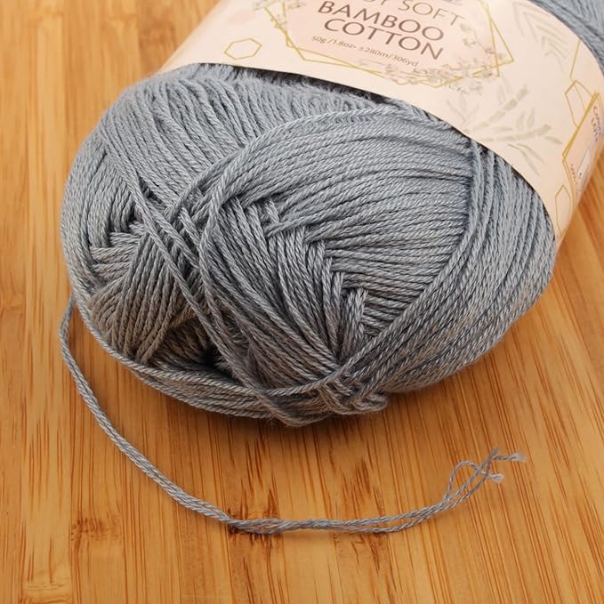 JubileeYarn Baby Soft Bamboo Cotton Yarn - 50g/Skein - Faded Glacier Blue - 4 Skeins