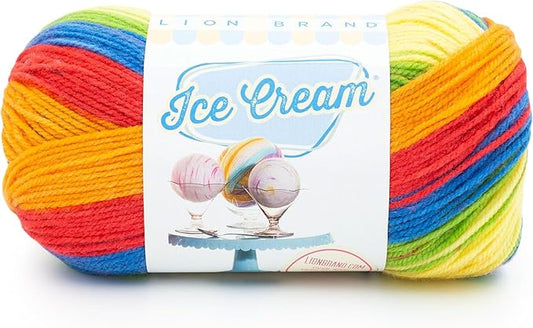 Lion Brand Yarn, Ice Cream Baby Yarn for Knitting, Crochet, and Crafts, Hokey Pokey, 1 Pack, DK Weight Colorful Acrylic Fiber for Baby Blankets, Hats, and Sweaters