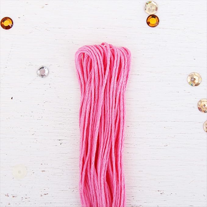 12 Skeins ThreadArt Premium Egyptian Long Fiber Cotton Embroidery Floss | Pink | 6 Strand Divisible Thread 8.75yds Each for Hand Embroidery, Friendship Bracelets, Cross Stitch and Crafts