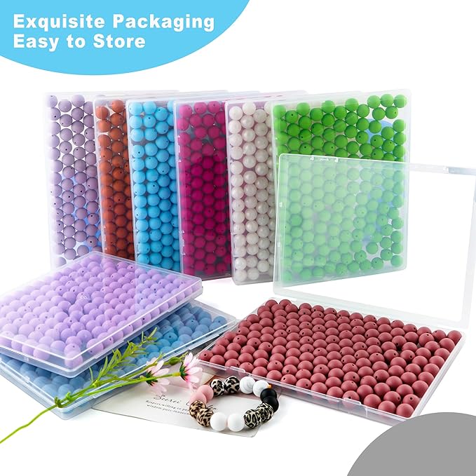 150Pcs 15mm Silicone Beads for Keychain Making Bracelet Necklace, Bulk Round Silicone Beads for Pens（Baby Blue）