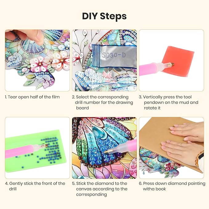 Hanging Diamond Art Kits for Adults Beginners, Turtle Flower Diamond Painting Pendant Kit, DIY Acrylic 5D Special Shaped Crystal Diamond Gem Art Painting Hanging Ornament for Home Wall Decor