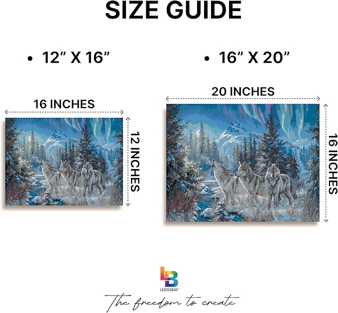 Ledgebay DIY Paint by Numbers Kit for Adults Framed Canvas Beginner to Advanced Paint by Numbers Kit Kits Include Acrylic Paint Set Brushes Tabletop Easel (Moonrise Song 12"x16" Framed)