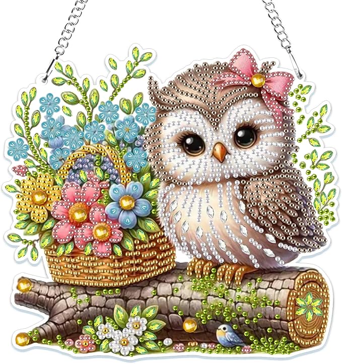 MOGTAA Hanging Diamond Art Painting Pendant Kits, 5D Special Shape Diamond Art Kits for Adults, Bird Crystal Rhinestones Diamond Painting Landscape Gem Art for Home Decor