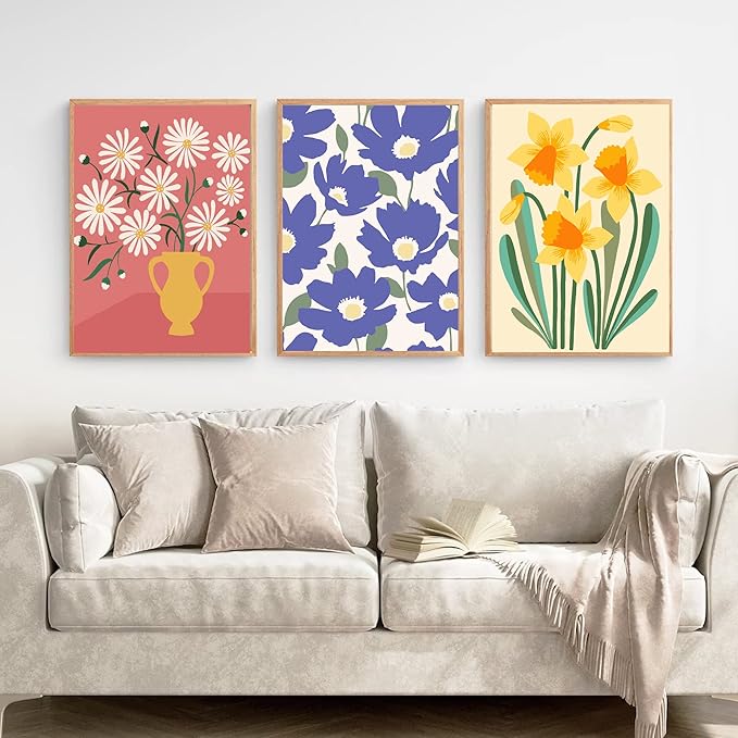 cupmod Flower Paint by Numbers for Adults Kids Beginners,Easy Acrylic Paint by Number Kits on Canvas Without Frame,Oil Painting Kits Present for Home Wall Decor 9.8x13.7inch