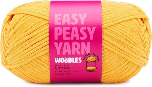 Woobles Easy Peasy Yarn for Beginners - Crochet & Knitting Yarn - Medium #4 Worsted - Cotton-Nylon Blend